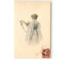 n°7629 - Carte Fantaisie - MM Vienne n°438 - Femme jouant de la mandoline dans un médaillon