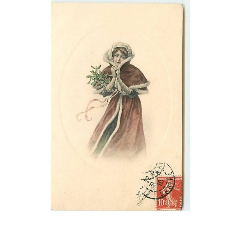 n°7630 - Carte Fantaisie - MM Vienne n°438 - Femme ayant froid dans un médaillon