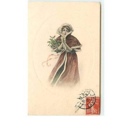n°7630 - Carte Fantaisie - MM Vienne n°438 - Femme ayant froid dans un médaillon