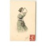 n°7631 - Carte Fantaisie - MM Vienne n°438 - Femme mangeant des cerises dans un médaillon