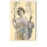 n°7633 - Carte Fantaisie - Femme avec des Lys