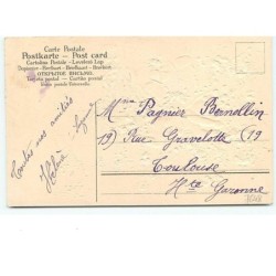n°7648 - Carte Fantaisie Gaufrée - Angelot sur une branche d'arbre fleurie