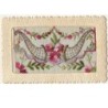 n°7655 - Carte Brodée avec rabat - Deux Cornes d'Abondance Dorées avec des Fleurs