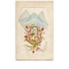 n°7661 - Carte Brodée avec Pochette Bleue - Panier Fleuri