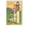 n°7680 - Carte Fantaisie Gaufrée - Viel Glück im neuen Jahr - Enfants sur des piles de Pièces d'Or