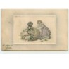n°7696 - Carte Fantaisie - VK Vienne - Enfant - Teckel - Cochons