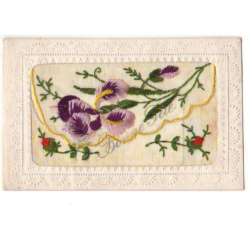 n°7703 - Carte Brodée avec rabat - Iris
