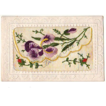 n°7703 - Carte Brodée avec rabat - Iris