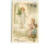 n°7733 - Carte Gaufrée - Fröhliche Weihnachten - Ange apportant un sapin à des enfants