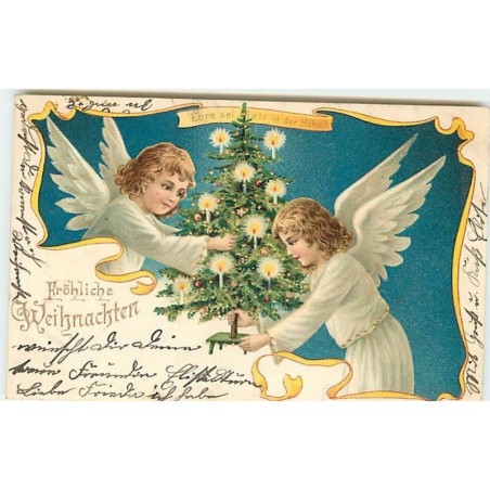 n°7737 - Fröhliche Weihnachten - Anges décorant un sapin