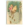 n°1022 - Carte Gaufrée - A Happy New Year - Angelot et sac de pièces d'or
