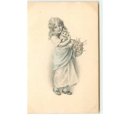 n°7748 - Fillette avec un chat dans les bras  - MM Vienne n°238