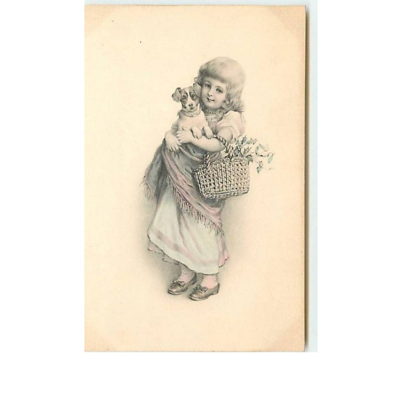 n°7749 - Fillette avec un chiot dans les bras - MM Vienne n°238