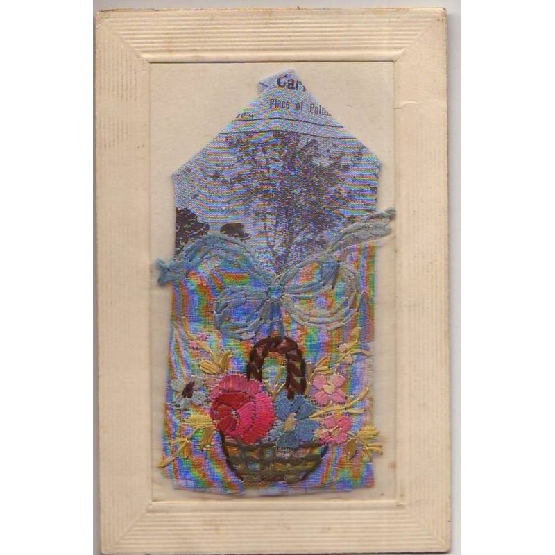 n°7761 - Carte Brodée avec Pochette Bleue