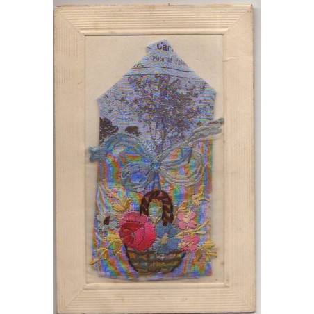 n°7761 - Carte Brodée avec Pochette Bleue