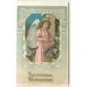 n°7781 - Carte Fantaisie Gaufrée - Fröhliche Weihnachten - Ange et biche