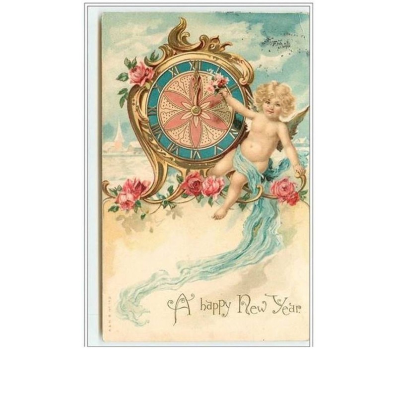 n°780 - A happy New Year - Angelot et horloge