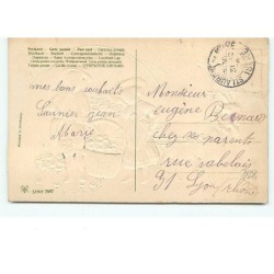 n°7828 - Carte Fantaisie Gaufrée - Bonne Année - Enfants et attelage avec une chèvre