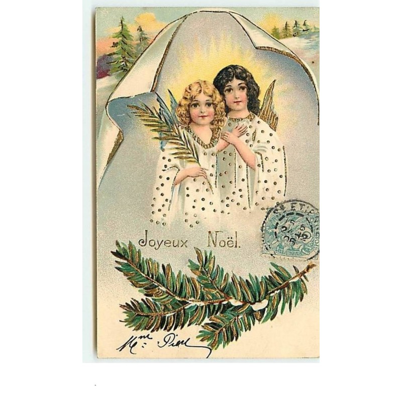 n°7842 - Carte Fantaisie - Joyeux Noël - Anges mains jointes