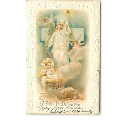 n°7843 - Carte Fantaisie - Fröhliche Weihnachten - Ange - Nativité