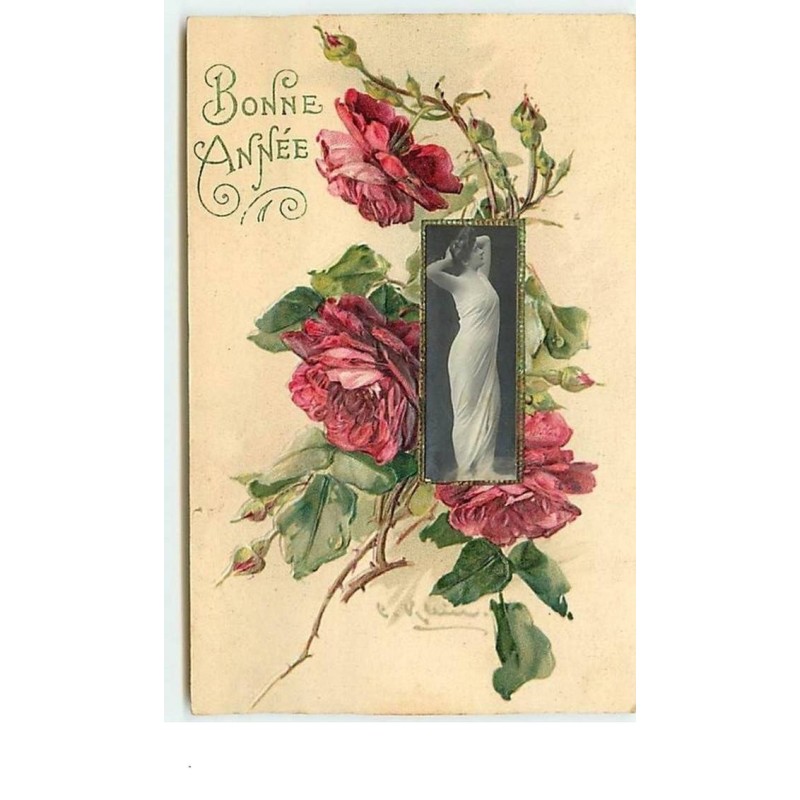 n°7868 - Carte Illustrateur - Catharina Klein - Bonne Année - Roses et Artiste de Spectacle