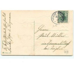 n°7878 - Carte Fantaisie Gaufrée - Ein Frohes Neujahr - Train avec des Pièces d'Or