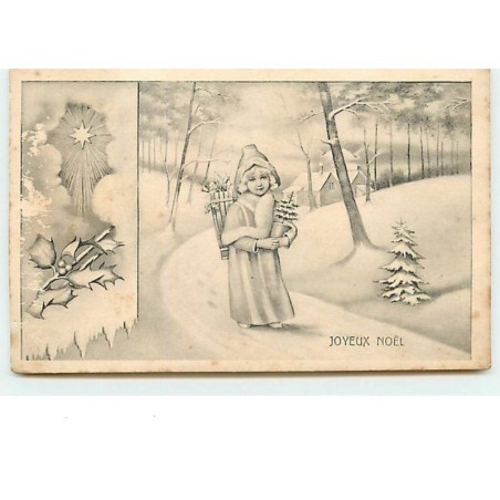 n°7882 - Carte Fantaisie - Joyeux Noël - Fillette en Père Noël