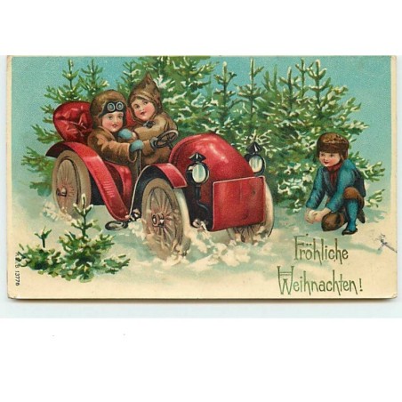 n°7890 - Carte Fantaisie - Frohliche Weihnachten - Enfants dans une Automobile