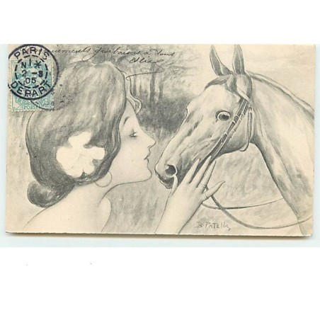n°7916 - Carte Illustrateur - Patella - Femme avec un cheval