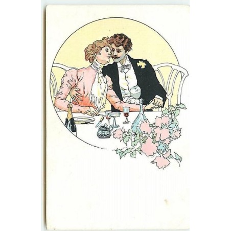 n°7922 - Carte Illustrateur - Art Nouveau - Couple à Table
