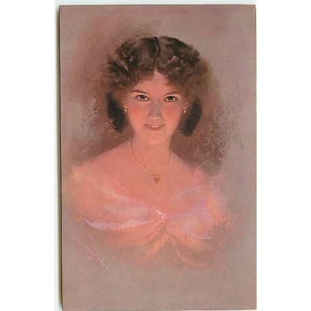 n°7929 - Carte Illustrateur - Portrait de Femme n°2
