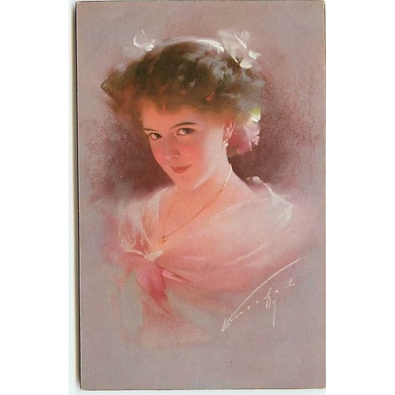 n°7931 - Carte Illustrateur - Portrait de Femme n°4