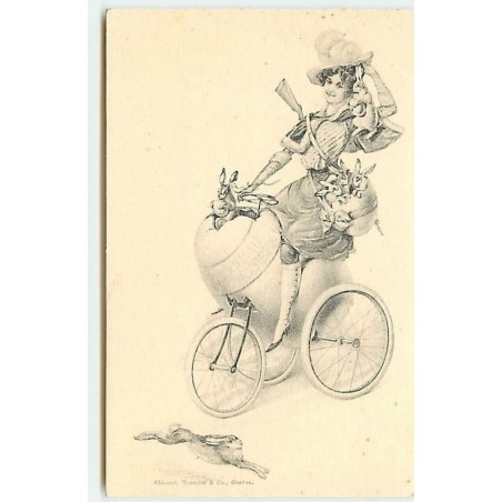 n°7948 - Carte Fantaisie - Femme sur un Oeuf  Vélo - Clément, Tournier & Co Genève