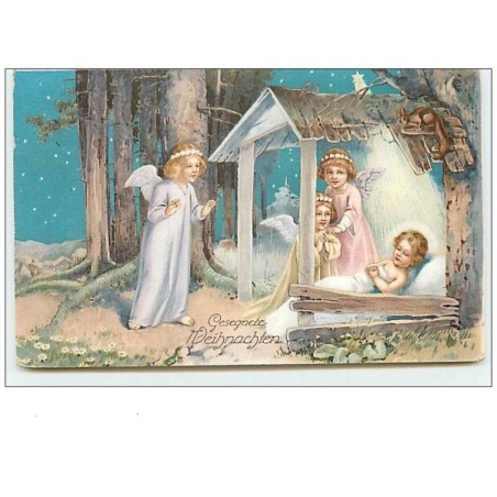 n°7991 - Carte Fantaisie - Gesegnete Weihnachten - Angelots - Nativité