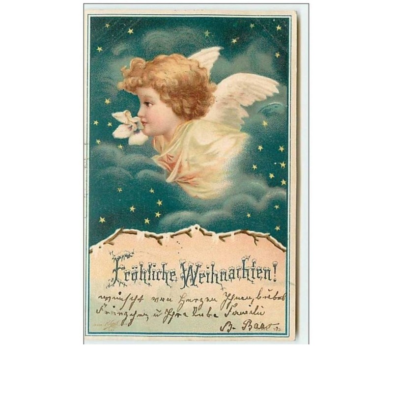 n°7992 - Carte Fantaisie - Frohliche Weihnachten - Tête d'Ange