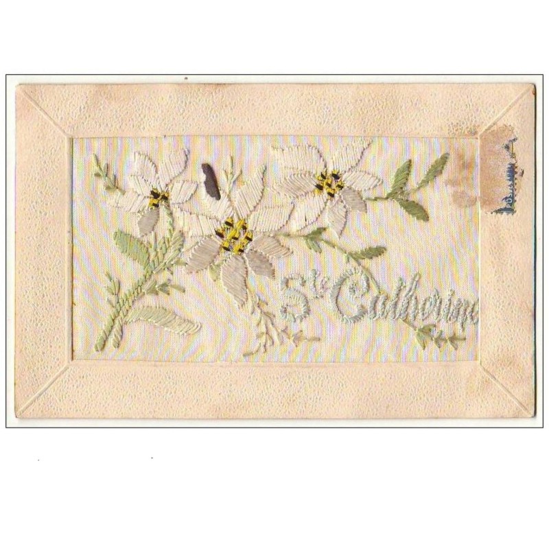 n°8005 - Carte Brodée - Sainte Catherine - Edelweiss