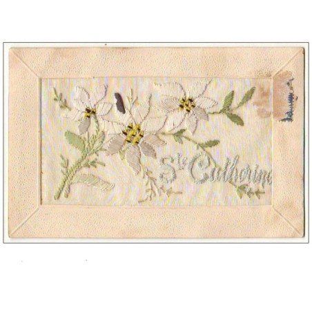 n°8005 - Carte Brodée - Sainte Catherine - Edelweiss