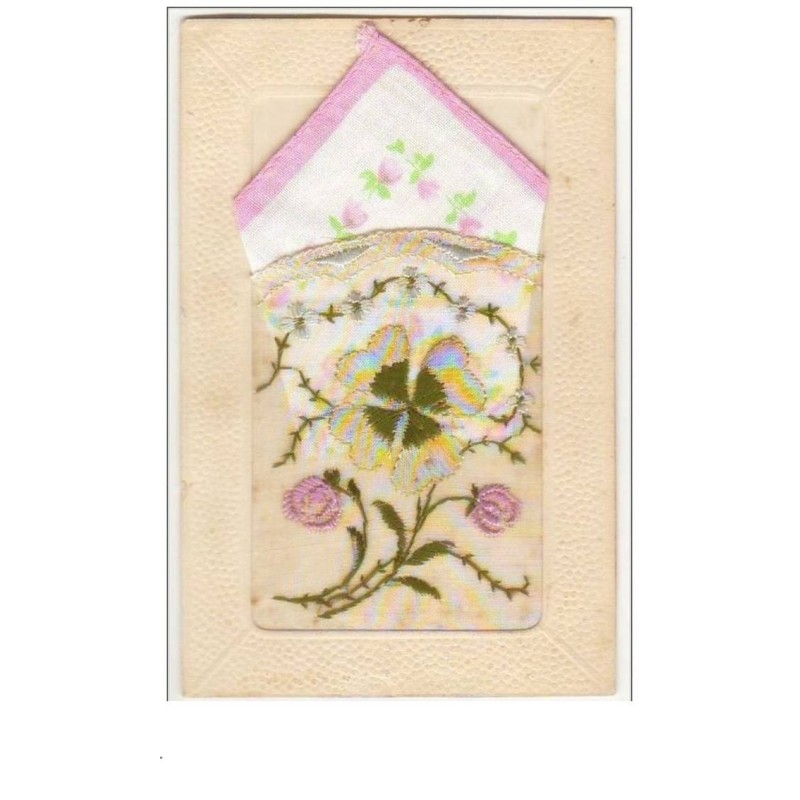 n°8009 - Carte Brodée avec Pochette - Trèfle à Quatre feuilles