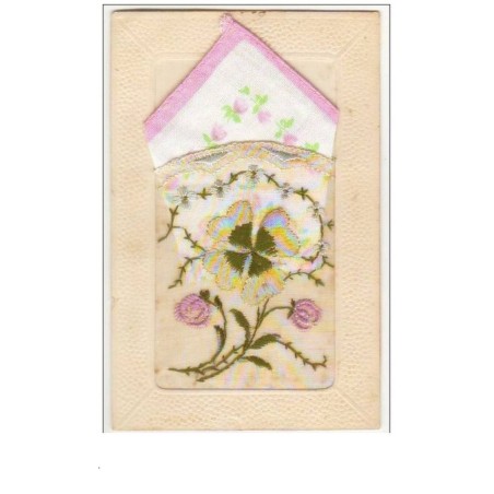 n°8009 - Carte Brodée avec Pochette - Trèfle à Quatre feuilles
