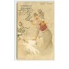 n°8049 - Carte Fantaisie - Prosit Neujahr - Femme blonde dans un Paysage Hivernal