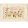 n°8055 - Carte Brodée - Prénom Marie - Fleurs roses