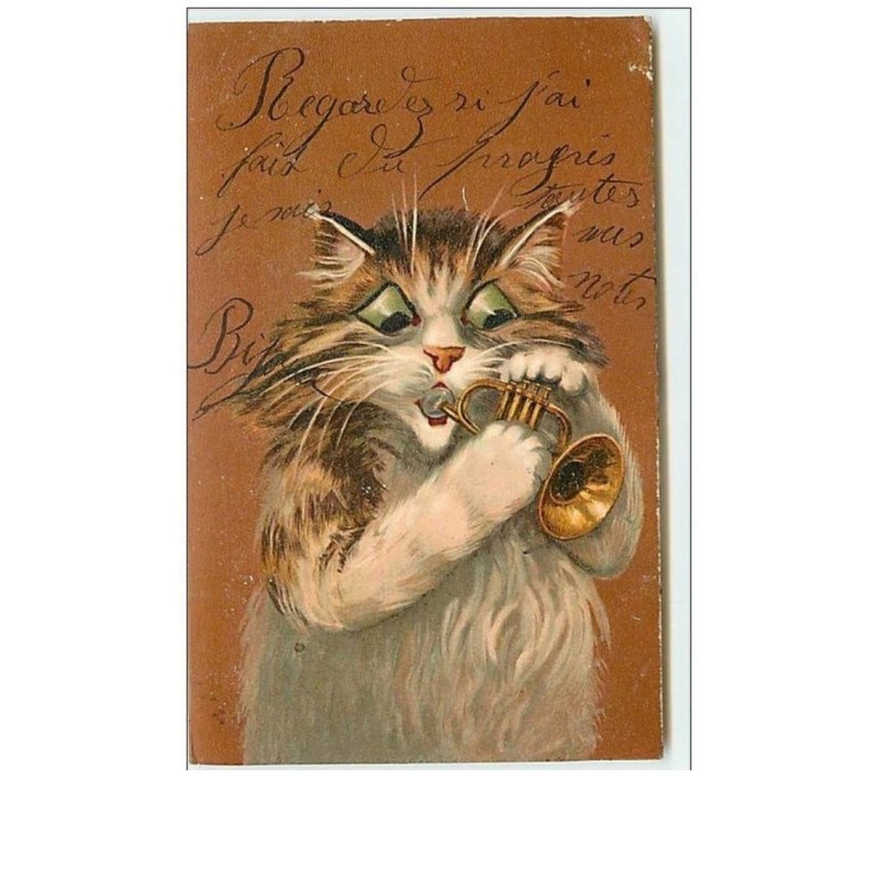 n°8070 - Carte Illustrateur - Maurice Boulanger - Chat jouant de la Trompette