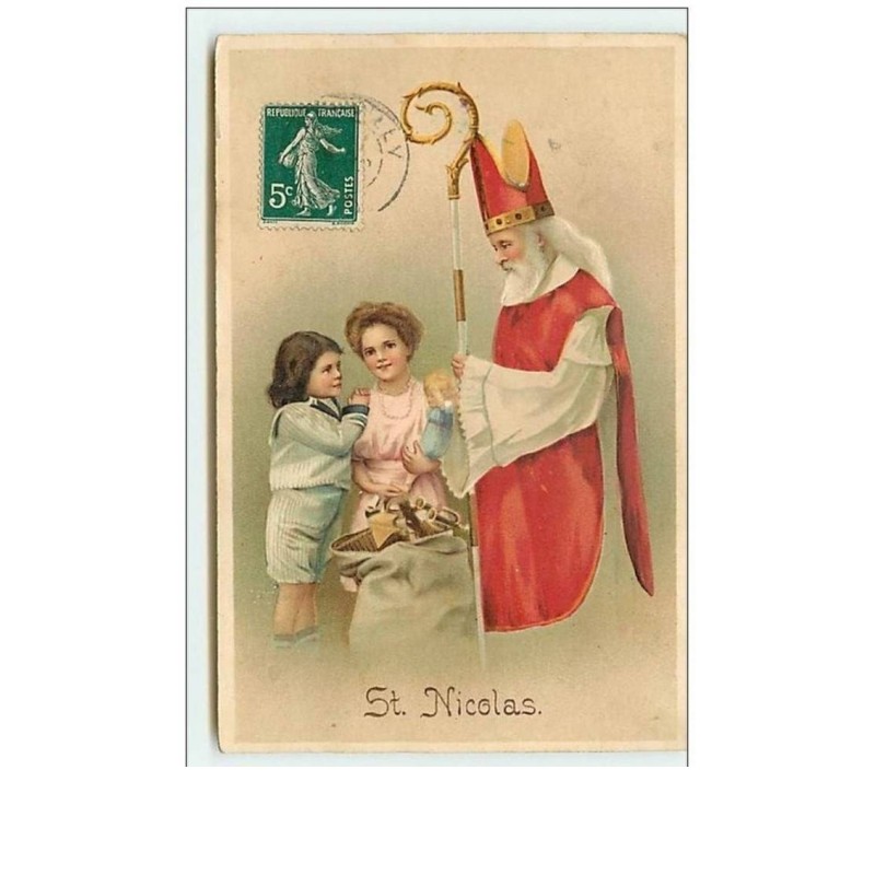 n°8079 - Carte Fantaisie Gaufrée - Saint Nicolas et Enfants