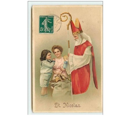 n°8079 - Carte Fantaisie Gaufrée - Saint Nicolas et Enfants