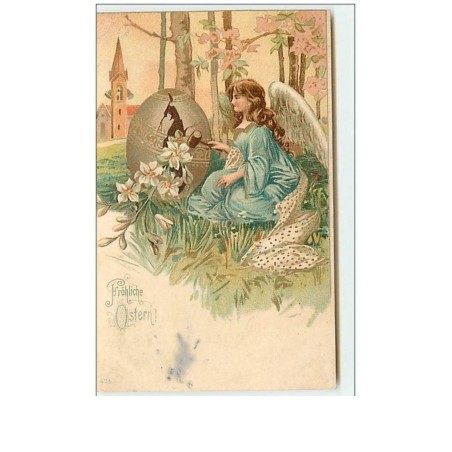 n°8086 - Carte Fantaisie - Frohliche Ostern - Ange Cassant un Oeuf