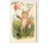 n°8087 - Carte Fantaisie - Frohliche Ostern - Fillette habillée en Lapin - Cloche