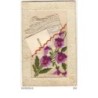 n°8210 - Carte Brodée avec Pochette - Fleurs Violettes