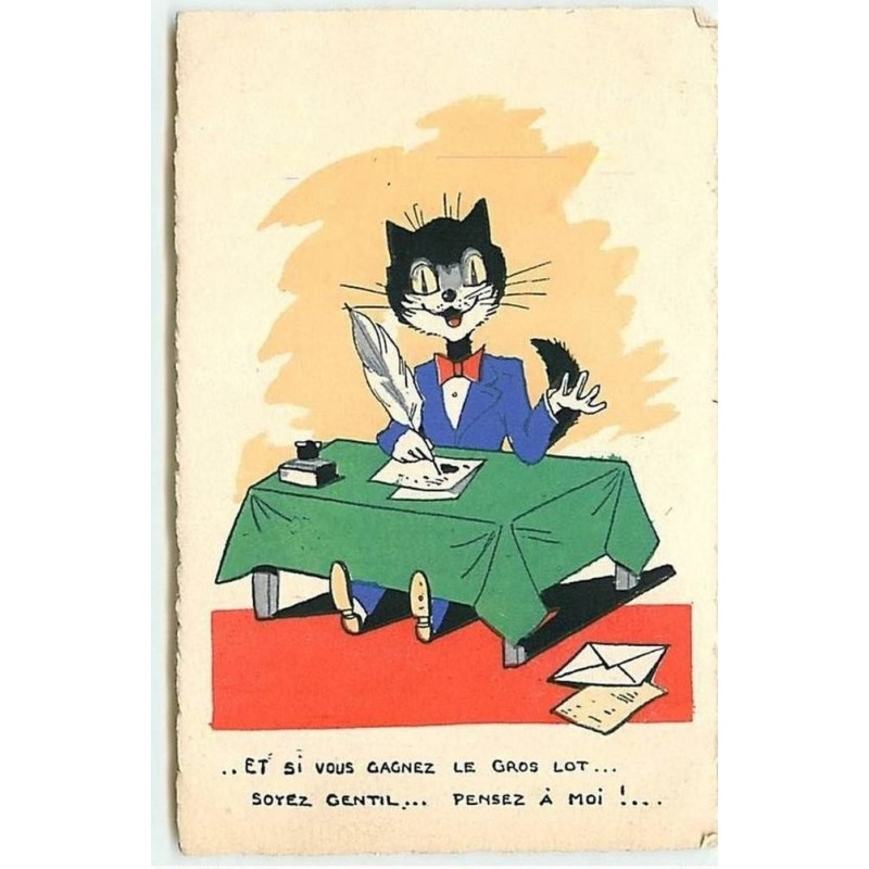 n°8223 - Carte Illustrateur - Chat Habillé - Loterie Nationale - Et si vous gagnez le gros lot...