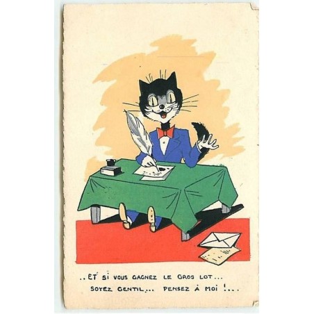 n°8223 - Carte Illustrateur - Chat Habillé - Loterie Nationale - Et si vous gagnez le gros lot...