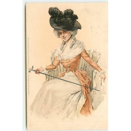 n°12415 - Meissner Serie 1082 - MSM - Jeune femme assise et tenant une canne